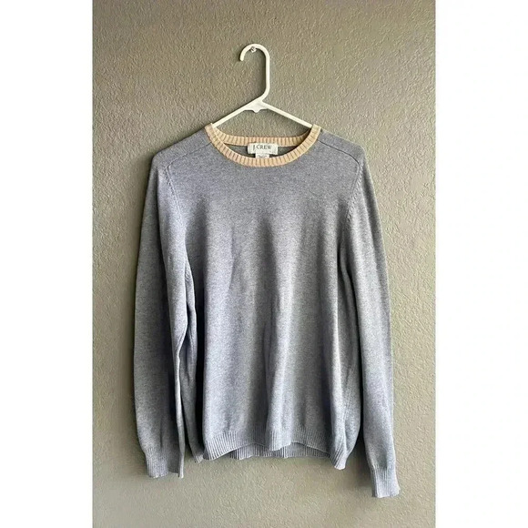 J. Crew Men's Pullover Sweater Cotton Size Large Crew Neck Gray - Picture 1 of 7
